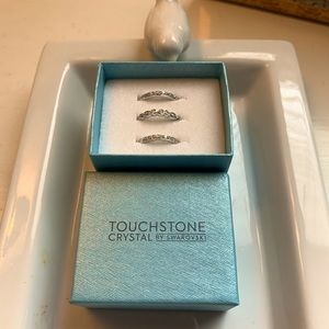 NWOT Touchstone Crystal by Swarovski Three Ring Stack: Size 6